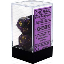 DND Dice Set-Chessex D&D Dice-16mm Gemini Black, Purple, and Gold Plastic Polyhedral Dice Set-Dungeons and Dragons Dice Includes 7 Dice - D4 D6 D8 D10 D12 D20 D% (CHX26440)