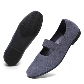 DEXJEWU Women’s Flats Shoes Knit Mary Jane Ballet Flat Comfort Walking Dressy Work Office Ballerina Slip-on Shoes with Strap, 027 Mixed Blue, 6 US