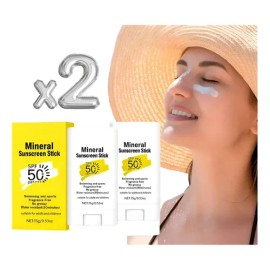 2 botellas Protector solar en barra Rapid Sunscreen SPF 50,, para rostro y cuerpo, protector mineral calmante, apto para piel sensible, tamaño de viaj