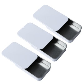 MOTOFITOOL 3Pack Metal Rectangular Empty Hinged Tins, Portable Mini Kits with Lids for Crafts, Small Storage, and Home Organization(White)