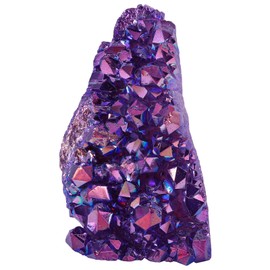 mookaitedecor Titanium Coated Clear Quartz Crystal Purple AB Crystal Cluster Self Standing Crystal Specimen, Irregular Natural Rare Crystals and Gemstones Purple Rock Mineral Purple Room Decor