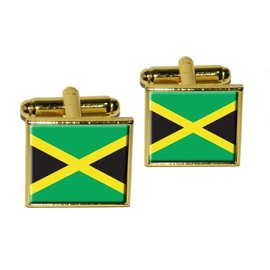 GRAPHICS & MORE Jamaica Jamaican Flag Square Cufflink Set - Gold