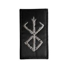 Viking Berserker Rune Logo Patch Black/Gray - Funny Tactical Military Morale Embroidered Patch Hook Fastener Backing
