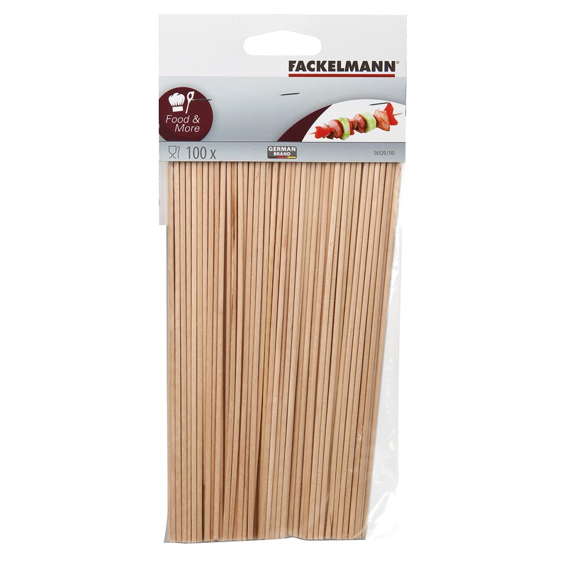 Fackelmann Schaschlikspieße, Holzspieße, Grillspieße, Fleischspieße (Farbe: Braun), Menge: 100 Stück