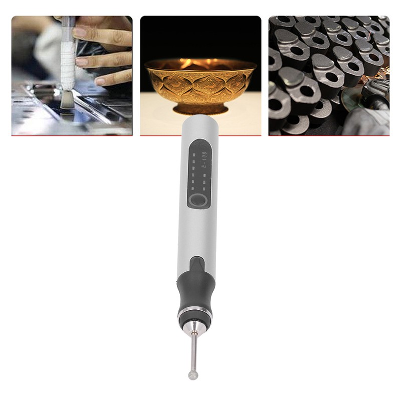 Electric Engraving Pen Set Mini Silver 10W USB Rechargeable Engraving