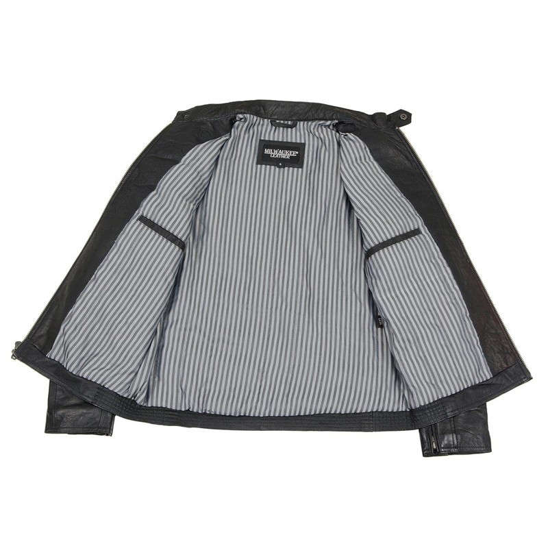 Milwaukee Leather SFM1809 Men's Two-Tone Euro Collar Cafe Style Leather