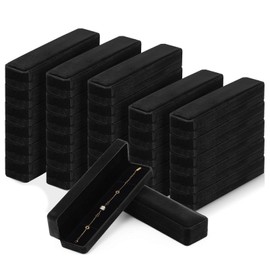 30 Pcs Velvet Bracelet Boxes Bulk, Long Jewelry Gift Boxes for Bracelets, Necklaces, Chains and Pendants, Velvet Jewelry Display Cases for Wedding Vendors and Gift Packaging (Black)
