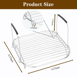 Roast and Steamer Rack Compatible with Ninja Foodi Possible Cooker MC1101 Slow Cooker Crock Stainless Steel Rack Accessories with Silicone-coated Handles