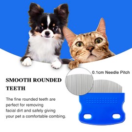 Professional Eye Comb For Pets,Stainless Steel Tear Stain Remover For Cats & Dogs,Flea Lice Comb,Gentle Round-Head Grooming Tool,Precisely Removes Stains, Dirt And Debris From The Eye Area【2 Pack】
