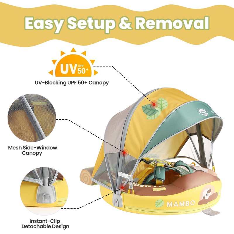 Mambobaby Float Non-Inflatable Baby Float with Canopy for 3-24 Months