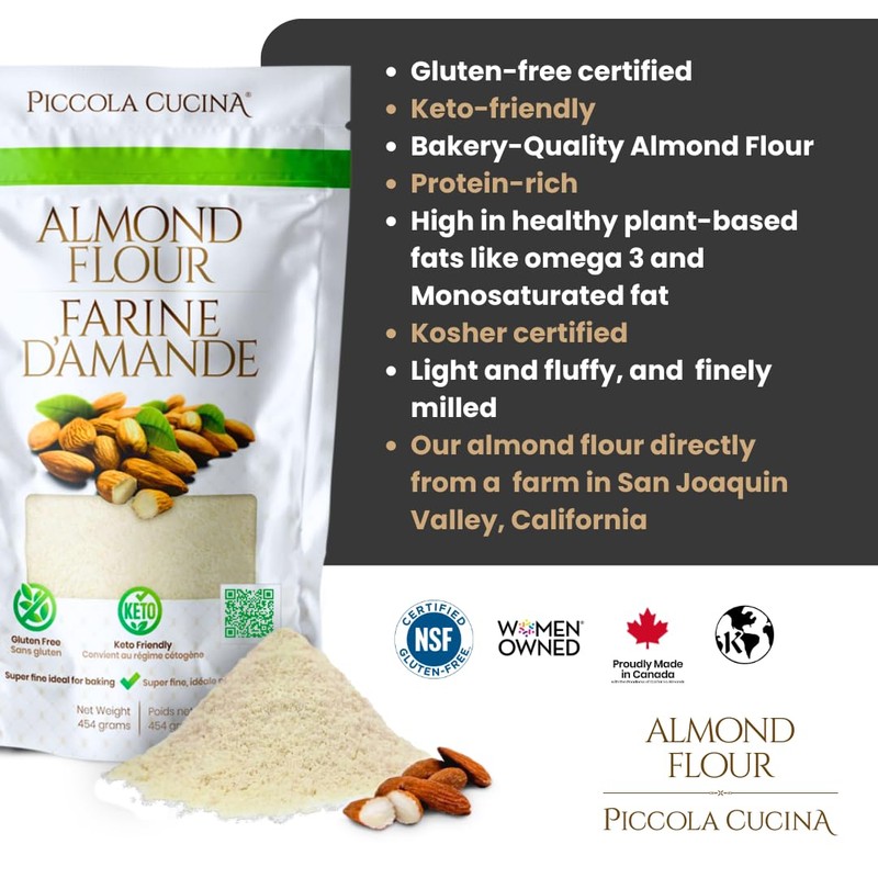 Almond Flour 454 grams, Piccola Cucina, Gluten Free Certified