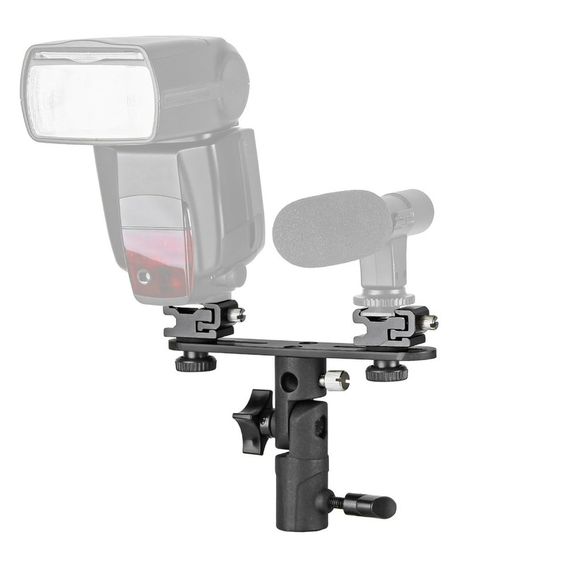 Khalia-Foto Flash Tilt with Rail, Two Hot Shoes, Umbrella Mount,
