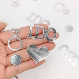 Blopee Wedding Confetti, Engagement Confetti for Wedding Shower Decorations, Bridal Shower Confetti for Bridal Shower Decorations, 160 PCS Glitter Silver I DO Confetti for Engagement Table Decorations