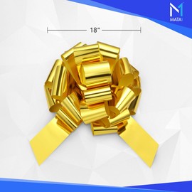 Mata1 Big Car Bow (Gold, 18 inch) Giant Gift Bows, Big Bow for Car, Big Gold Bow, Large Car Bow, Big Gift Bow, Car Pull Bow, Huge Car Bows, Car Ribbon Bows with 20 Loops and 4 Stickers