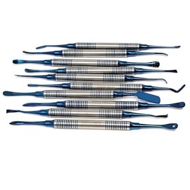A2Z Professional Dental Instruments Osteotome Periotome Luxating Elevator Implant | Orthodontic PDL Teeth | Surgical Root Extraction Spreading Periosteal Elevator 10pc - Titanium Coated Hollow Handle