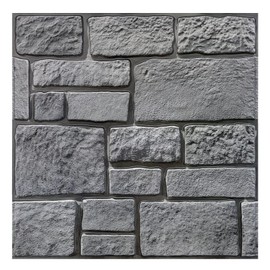 3D Wall Panel Peel and Stick, Faux Stone Wall Panel, 10 Pcs 12"X12" Ultra-Light Thin PVC Gray Stone Self Adhesive Fake Brick Backsplash for Interior Decor