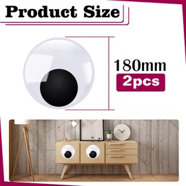 TOAOB 2pcs 7 Inch Giant Googly Eyes Wiggle Eye Self Adhesive Large Black White Plastic Sticky Eyeball Sticker Eyes for Handmade DIY Art Crafts Scrapbooking Tree Decorations
