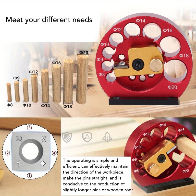 Dowel Maker Jig Kit, Metric Adjustable 8 Hole Carbide Inserts
