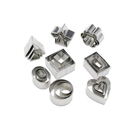 HANHAN 24 Pcs MINI Metal Cookie Cutters Set: Mini Geometric Round Heart Star Flower Donuts Shape Cookie Cutters