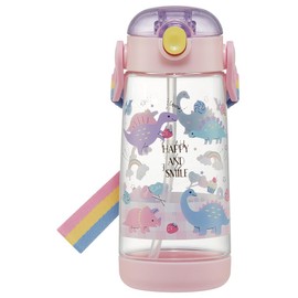 Skater PDSH5-A Happy & Smile Rainbow Water Bottle, 16.9 fl oz (480 ml), Clear Bottle with Straw for Kids