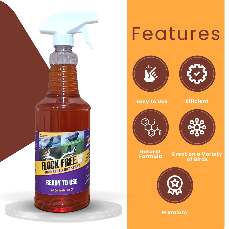 Flock Free Bird Repellent Spray, Ready to Use Bird Spray,