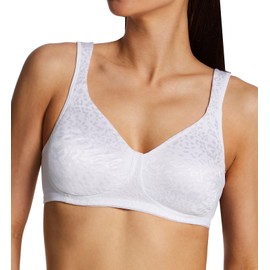 PLAYTEX Women's Wireless Bra, 18-Hour Ultimate Lift Wireless Full-Coverage Bra, Single or 2-Pack, White Animal, 40B