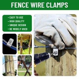 Fence Wire Clamps Agricultural Fencing Mounting Clips, Stainless Steel Wire Clips with Screws for Welded Wire to Wood, Metal or Vinyl Fence (200)