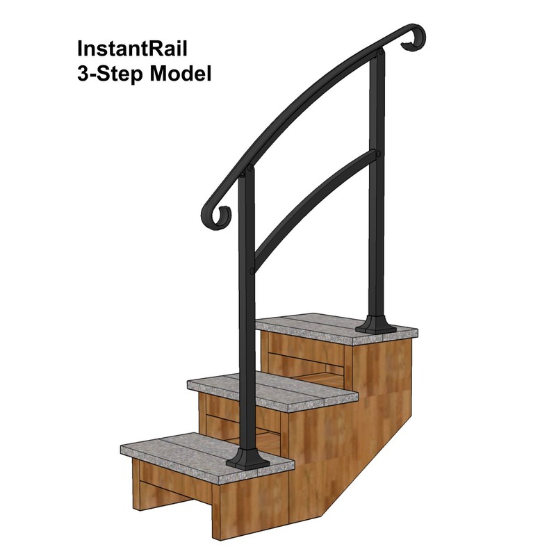 InstantRail 3-Step Adjustable Handrail (Black)