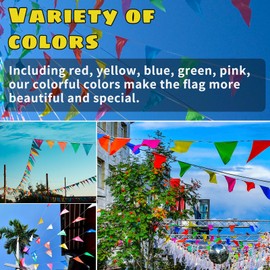 100 m Colourful Bunting, Waldspring Bunting Fabric, Colourful Banner with 150 Pieces Triangle Flags, Bunting Outdoor, Multicoloured Bunting