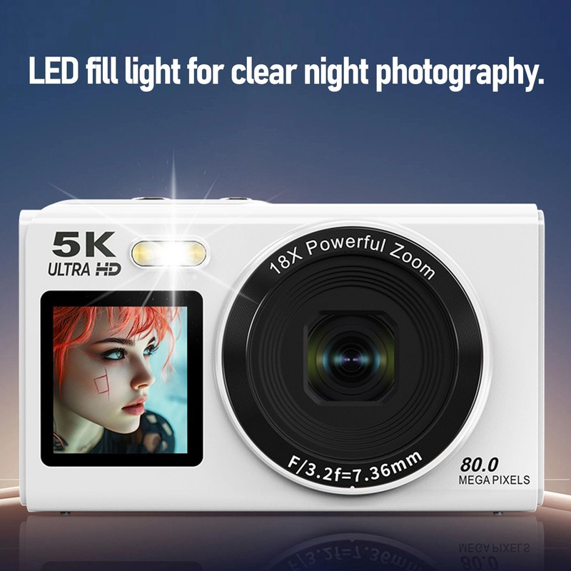 5K Digital Camera for Photography, 80MP WiFi Vlogging Camera with