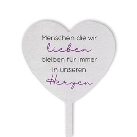 Dolorino Grave Stake Stainless Steel Heart with Saying "Menschen die wir lieben bleiben für Immer in unseren Herzen | Graveside Ornament" (German Language) | A Weatherproof Reminder Made of Stainless