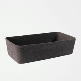 SortJoy The Long Sculpted Bin Storage Bin Felt Storage Basket Drawer Organizer Bins - Box - Pet, Toy, Books, Clothes, Closet, Cabinet, Bathroom, Pantry, Kitchen (Carbon Dark Grey) 14 x 7 x 4