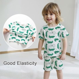 Zanie Kids Boys Pajamas Short Sleeve Toddler Pjs Summer Clothes Sleepwear Sets Cotton Crocodile 18 24 Months Green