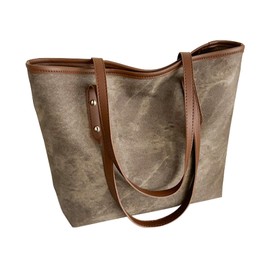 MultiValue Tote Bag, Large Capacity Ladies Handbags Vintage Shoulder Tote with Zipper for Traveling Working Shopping (Brown)