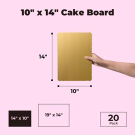 Fit Meal Prep [20 Pack] 14x10 Cake Board Rectangle Gold Cardboard Cake Boards, Quarter Sheet Disposable, Pizza, Desserts and Pastries Food Bottoms, Grease Proof and Moisture Resistant
