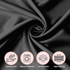 ColourNest Satin Pillowcase Set for Hair and Skin - 2 Pack, Silky Satin Pillowcases with Envelope Closure, Includes Satin Scrunchie and Bonnet, Black, Standard Size 50x75 cm