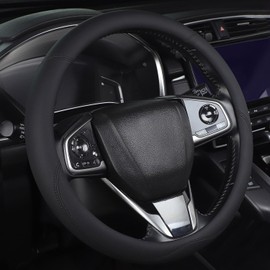 OHHMNKK Steering Wheel Cover for F-150 Tundra Range Rover 15.5-16 Inch, Black Microfiber Leather Non-Slip, No More Sticky | Durable & Soft Protects from Sunburn, Scratches, Fading (Black)