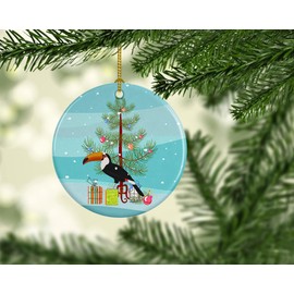 Caroline's Treasures Toucan Merry Christmas Ceramic Ornament Christmas Tree Hanging Decorations for Home Christmas Holiday, Party, Gift, 3 in, Multicolor