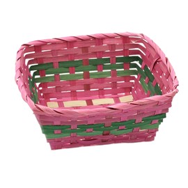 Handwoven Pink Square Key Bowl – 2Pcs Decorative Wicker Storage for Gifts, Easter, and Home Décor – 8.7"x8.7"x3.9" – Multi-Purpose Organizer & Craft Basket