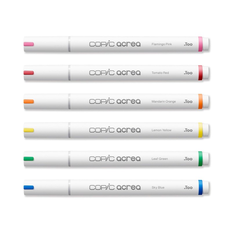 COPIC acrea Set of 6 Vivid Paint Markers with Water