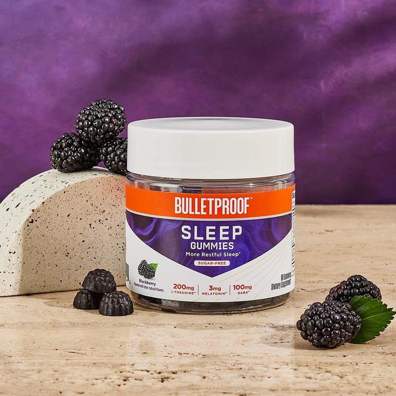 Bulletproof Sugar-Free BlackBerry Flavor Sleep Gummies, 60 Count, Keto Supplement