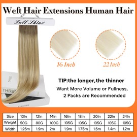 Full Shine Hair Extensions Sew In Weft Hair Extensions Human Hair Sew In Extensions Balayage Color Brown To Honey Blonde Mix Platinum Blonde Hair Weft 100G 14 Inch