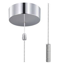 ElekTek Premium Light Pull Chain Kit with Pull Switch Extended Bundle Chrome Cylinder