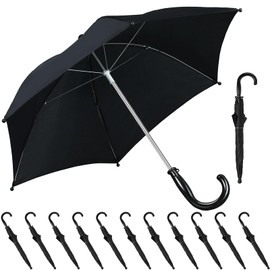 Hillban 12 Pcs Umbrella DIY Second Line Umbrella Parasol for Wedding Bridal Masquerade Party Accessories(Black,14 Inch)