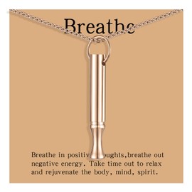 hooppoo Breathing Necklace for Calm & Focus - Personal Essential Oil Diffuser for Anxiety Relief, Quit Smoking, Yoga and Meditation - Reusable Stainless Steel Pendant for Women Men (Rose Gold)
