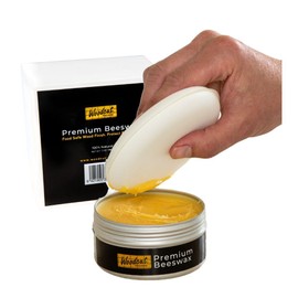 Woodcut Tools Ltd Beeswax 7oz, Wood Cream, Food Safe for Cutting Boards, Woodturning, Furniture, Benchtops, Cupboards, Baby Toys, Floors and Leather. Aluminium Container with Sponge
