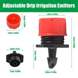 hrsyyl 200pcs Adjustable Drip Irrigation Emitters 1/4 Inch Irrigation Drippers 360 Degree Watering Anti-Clogging Drip Fittings Drippers for 4mm/7mm Garden Watering System