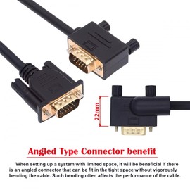 CY Cable 90 Degree Left Angled VGA RGB Male to Straight Male Extension 3COAX+6C for Monitor Projector Computer