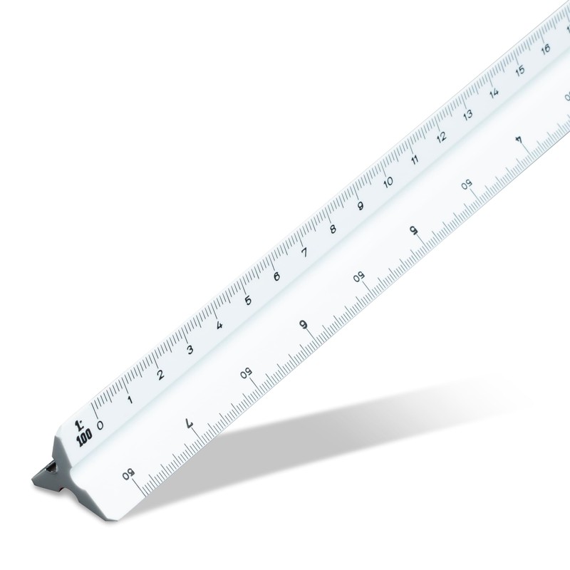 Aristo Triangular Three-Edged Scale 30 cm White Plastic for Technical