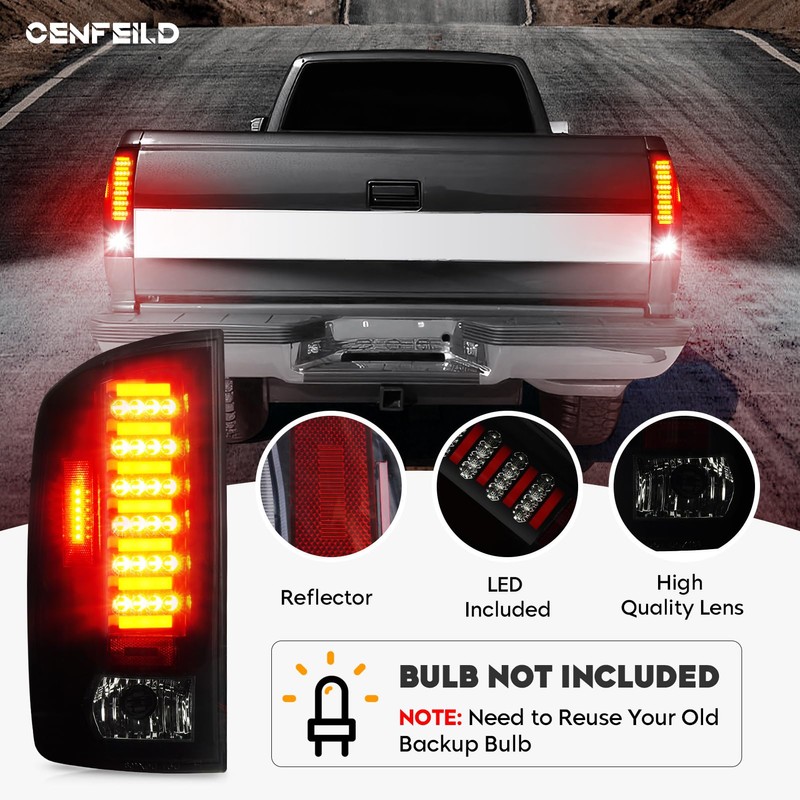 Cenfeild LED Tail Lights Pair Compatible with Dodge Ram 1500